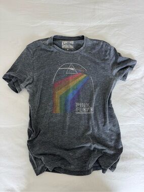 Lucky Brand Pink Floyd Tee - Charcoal Gray with White Print